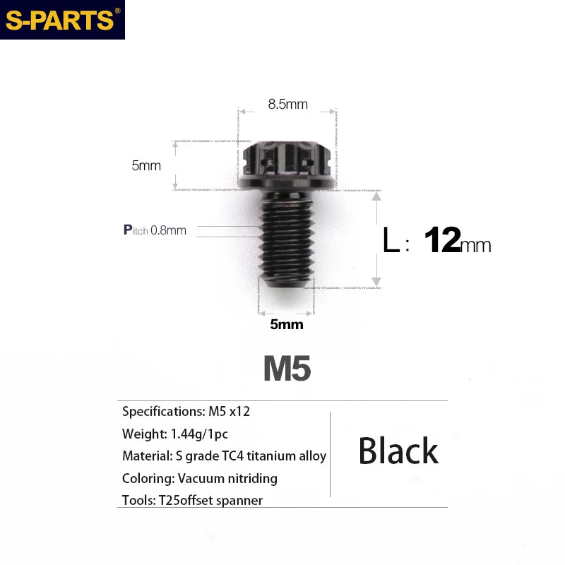 S-PARTS A3 Series M5 Titanium Alloy Screws Bolts Standard Parts for Motorcycles and Cars
