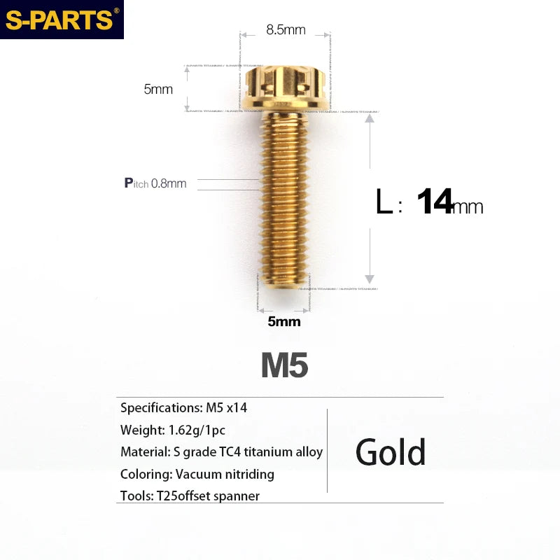 S-PARTS A3 Series M5 Titanium Alloy Screws Bolts Standard Parts for Motorcycles and Cars