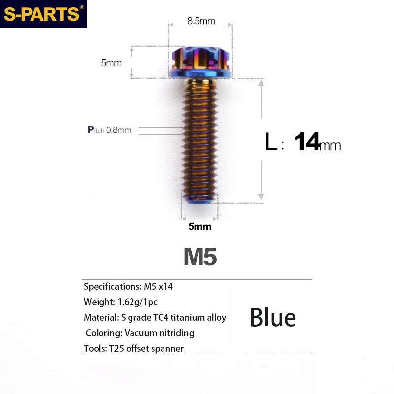 S-PARTS A3 Series M5 Titanium Alloy Screws Bolts Standard Parts for Motorcycles and Cars