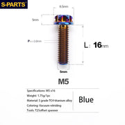 S-PARTS A3 Series M5 Titanium Alloy Screws Bolts Standard Parts for Motorcycles and Cars