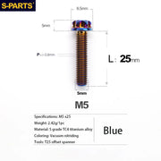 S-PARTS A3 Series M5 Titanium Alloy Screws Bolts Standard Parts for Motorcycles and Cars