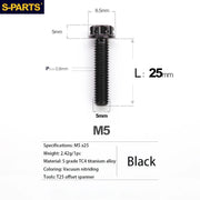 S-PARTS A3 Series M5 Titanium Alloy Screws Bolts Standard Parts for Motorcycles and Cars
