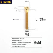S-PARTS A3 Series M5 Titanium Alloy Screws Bolts Standard Parts for Motorcycles and Cars