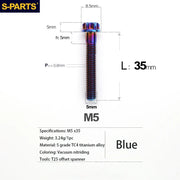 S-PARTS A3 Series M5 Titanium Alloy Screws Bolts Standard Parts for Motorcycles and Cars