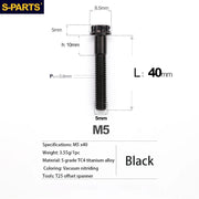 S-PARTS A3 Series M5 Titanium Alloy Screws Bolts Standard Parts for Motorcycles and Cars