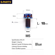S-PARTS A3 Series M5 Titanium Alloy Screws Bolts Standard Parts for Motorcycles and Cars