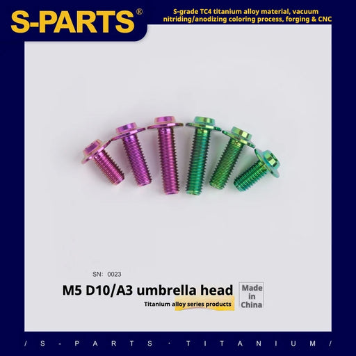 S-PARTS A3 Umbrella Head M5 L06-55mm D10 Motorcycle Electric Vehicle Titanium Screw