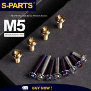S-PARTS A3 Umbrella Head M5 L06-55mm D10 Motorcycle Electric Vehicle Titanium Screw