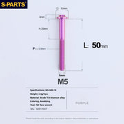 S-PARTS A3 Umbrella Head M5 L06-55mm D10 Motorcycle Electric Vehicle Titanium Screw