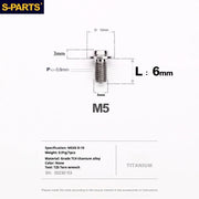 S-PARTS A3 Umbrella Head M5 L06-55mm D10 Motorcycle Electric Vehicle Titanium Screw