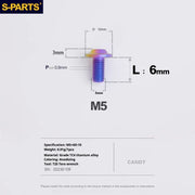 S-PARTS A3 Umbrella Head M5 L06-55mm D10 Motorcycle Electric Vehicle Titanium Screw