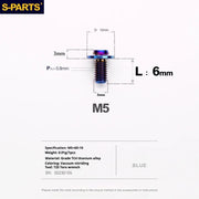 S-PARTS A3 Umbrella Head M5 L06-55mm D10 Motorcycle Electric Vehicle Titanium Screw