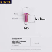 S-PARTS A3 Umbrella Head M5 L06-55mm D10 Motorcycle Electric Vehicle Titanium Screw