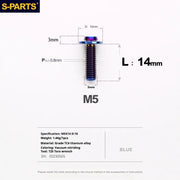 S-PARTS A3 Umbrella Head M5 L06-55mm D10 Motorcycle Electric Vehicle Titanium Screw