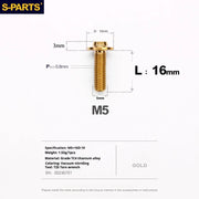 S-PARTS A3 Umbrella Head M5 L06-55mm D10 Motorcycle Electric Vehicle Titanium Screw