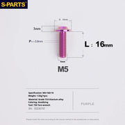 S-PARTS A3 Umbrella Head M5 L06-55mm D10 Motorcycle Electric Vehicle Titanium Screw
