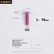 S-PARTS A3 Umbrella Head M5 L06-55mm D10 Motorcycle Electric Vehicle Titanium Screw