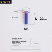 S-PARTS A3 Umbrella Head M5 L06-55mm D10 Motorcycle Electric Vehicle Titanium Screw
