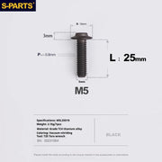 S-PARTS A3 Umbrella Head M5 L06-55mm D10 Motorcycle Electric Vehicle Titanium Screw