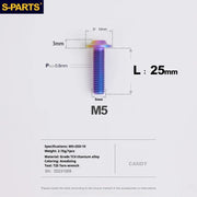 S-PARTS A3 Umbrella Head M5 L06-55mm D10 Motorcycle Electric Vehicle Titanium Screw