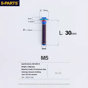 S-PARTS A3 Umbrella Head M5 L06-55mm D10 Motorcycle Electric Vehicle Titanium Screw