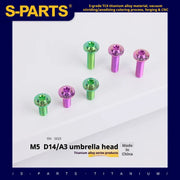 S-PARTS A3 Umbrella Head Series M5 L12-20mm D14 Titanium Screws for Motorcycles and Bikes