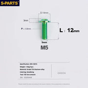 S-PARTS A3 Umbrella Head Series M5 L12-20mm D14 Titanium Screws for Motorcycles and Bikes