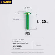 S-PARTS A3 Umbrella Head Series M5 L12-20mm D14 Titanium Screws for Motorcycles and Bikes