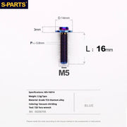 S-PARTS A3 Umbrella Head Series M5 L12-20mm D14 Titanium Screws for Motorcycles and Bikes