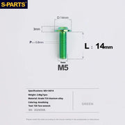 S-PARTS A3 Umbrella Head Series M5 L12-20mm D14 Titanium Screws for Motorcycles and Bikes