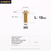 S-PARTS A3 Umbrella Head Series M5 L12-20mm D14 Titanium Screws for Motorcycles and Bikes