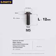 S-PARTS A3 Umbrella Head Series M5 L12-20mm D14 Titanium Screws for Motorcycles and Bikes
