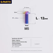 S-PARTS A3 Umbrella Head Series M5 L12-20mm D14 Titanium Screws for Motorcycles and Bikes