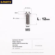S-PARTS A3 Umbrella Head Series M5 L12-20mm D14 Titanium Screws for Motorcycles and Bikes