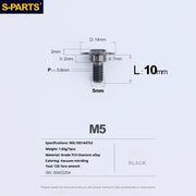 S-PARTS A3 Umbrella Head Step Series M5 Black Titanium Screws for Motorcycles and Cars