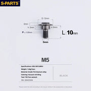 S-PARTS A3 Umbrella Head Step Series M5 Black Titanium Screws for Motorcycles and Cars