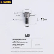 S-PARTS A3 Umbrella Head Step Series M5 Black Titanium Screws for Motorcycles and Cars