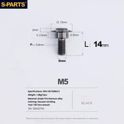 S-PARTS A3 Umbrella Head Step Series M5 Black Titanium Screws for Motorcycles and Cars