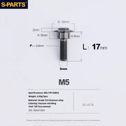 S-PARTS A3 Umbrella Head Step Series M5 Black Titanium Screws for Motorcycles and Cars