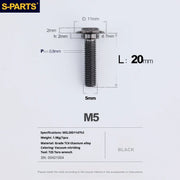 S-PARTS A3 Umbrella Head Step Series M5 Black Titanium Screws for Motorcycles and Cars