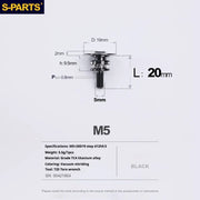 S-PARTS A3 Umbrella Head Step Series M5 Black Titanium Screws for Motorcycles and Cars