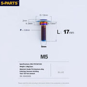S-PARTS A3 Umbrella Head Step Series M5 Blue Titanium Screws for Motorcycles and Cars