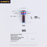 S-PARTS A3 Umbrella Head Step Series M5 Blue Titanium Screws for Motorcycles and Cars
