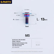 S-PARTS A3 Umbrella Head Step Series M5 Blue Titanium Screws for Motorcycles and Cars