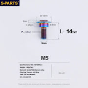 S-PARTS A3 Umbrella Head Step Series M5 Blue Titanium Screws for Motorcycles and Cars