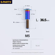 S-PARTS A3 Umbrella Head Step Series M5 Blue Titanium Screws for Motorcycles and Cars