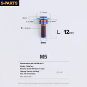 S-PARTS A3 Umbrella Head Step Series M5 Blue Titanium Screws for Motorcycles and Cars