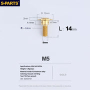 S-PARTS A3 Umbrella Head Step Series M5 Gold Titanium Screws for Motorcycles and Cars