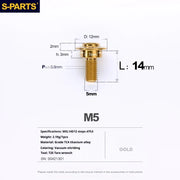 S-PARTS A3 Umbrella Head Step Series M5 Gold Titanium Screws for Motorcycles and Cars