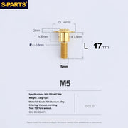 S-PARTS A3 Umbrella Head Step Series M5 Gold Titanium Screws for Motorcycles and Cars